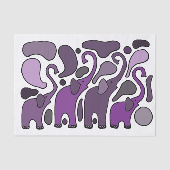 Fun Purple Elephants Giftwrap Tissue Paper (Front)