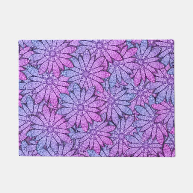 Fun Purple Flowers Doormat (Front)