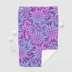 Fun Purple Flowers Golf Towel