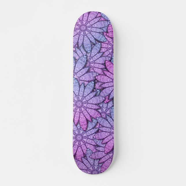 Fun Purple Flowers Skateboard (Front)