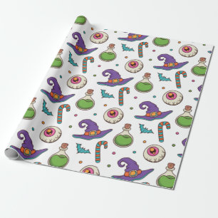 Fun Purple Halloween,Green Magic Witchy Bottle Wrapping Paper