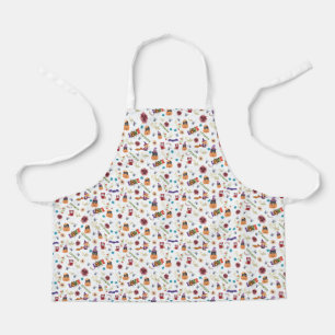 Fun Purple Hat Catoween, Cute Orange Pumpkin Apron