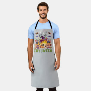 Fun Purple Hat Catoween, Cute Orange Pumpkin, Cato Apron