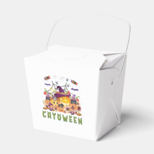 Fun Purple Hat Catoween, Cute Orange Pumpkin Favour Box