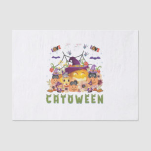 Fun Purple Hat Catoween, Cute Orange Pumpkin Tissue Paper