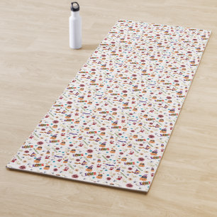 Fun Purple Hat Catoween, Cute Orange Pumpkin Yoga Mat