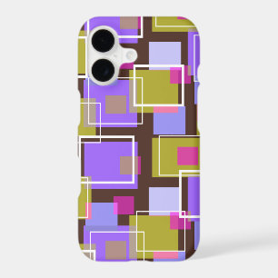 Fun Purple Mod Retro Cubes Pattern Phone Case