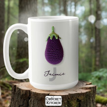 Fun Purple Modern Minimal Crochet Eggplant Name 