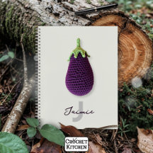 Fun Purple Modern Minimal Crochet Eggplant Name 