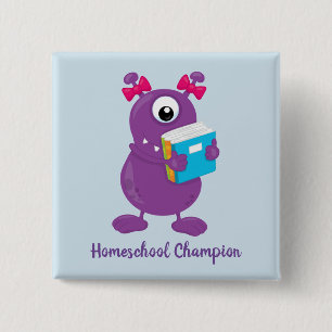 Fun Purple Monster Homeschool Champion 15 Cm Square Badge