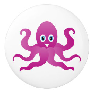 Fun purple octopi ceramic knob