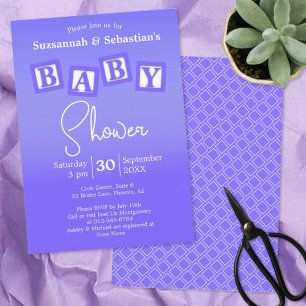 Fun Purple Ombre BABY Blocks Shower Invitation