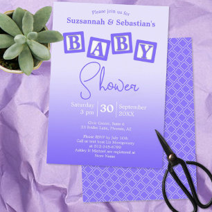 Fun Purple Ombre BABY Blocks Shower Invitation