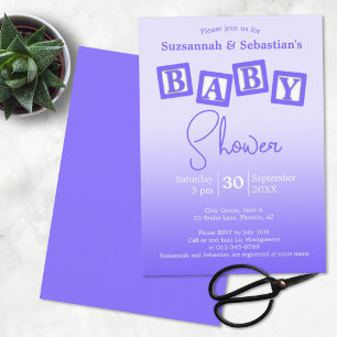 Fun Purple Ombre BABY Blocks Shower Invitation