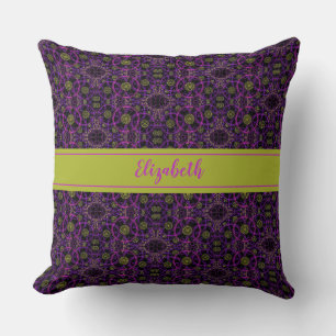 Fun Purple Pattern Monogrammed Throw Pillow