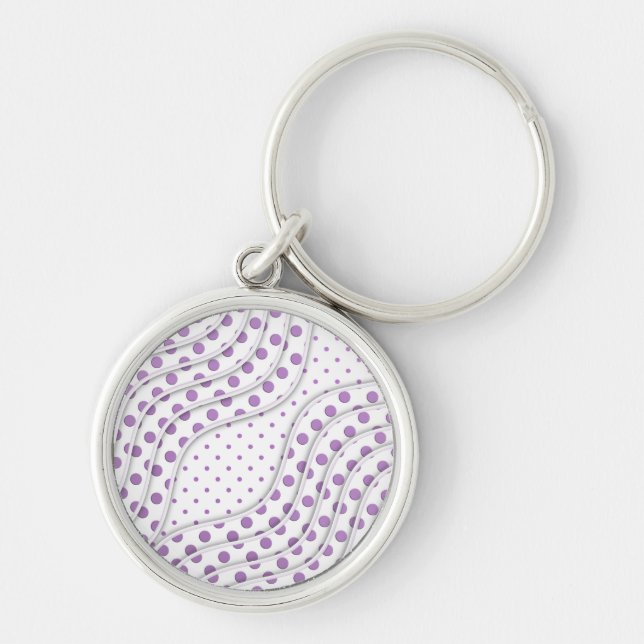 Fun Purple Polka Dot Design Key Ring (Front)