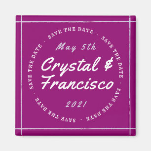 Fun Purple Save The Date Magnet