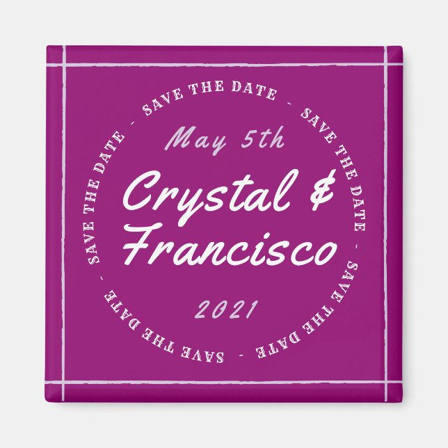 Fun Purple Save The Date Magnet (Front)