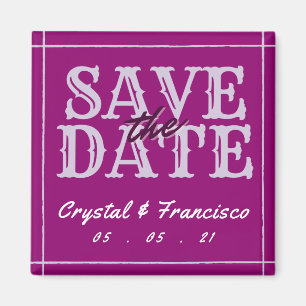 Fun Purple Save The Date Magnet