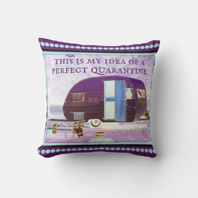 Fun Purple Vintage Travel Trailer Camper Cushion (Front)