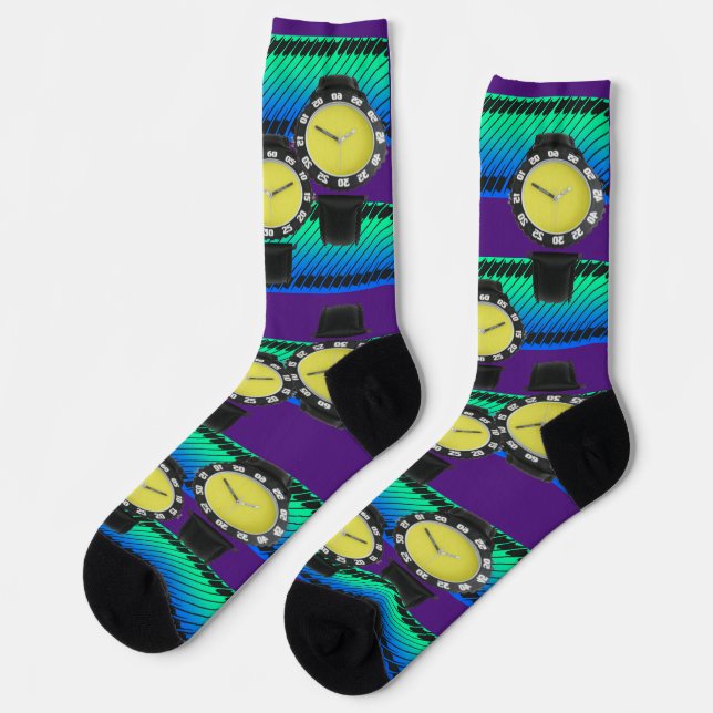 Fun Purple Watch Socks (Left)