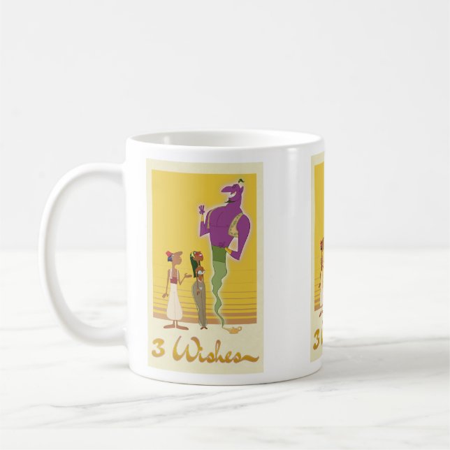 Fun Purple With Yellow Cartoon Genie  Three Wishes Coffee Mug (Left)