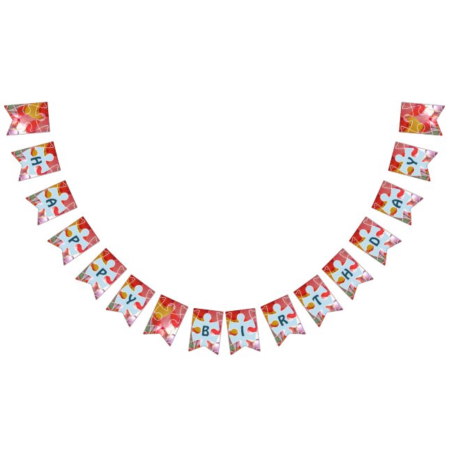 Fun Puzzle Balloon Happy Birthday Bunting (All)