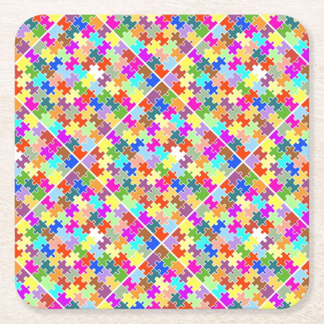 Fun Puzzle Square Paper Coaster (Front)