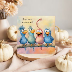 Fun Quirky Birds Happy Birthday Flat Square Card