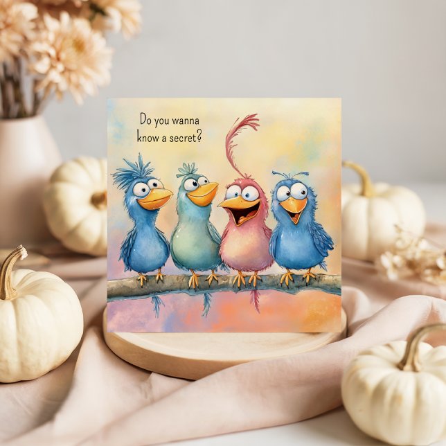 Fun Quirky Birds Happy Birthday Flat Square Card (Creator Uploaded)