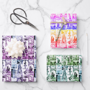 Fun Quirky Colourful Rainbow Vintage Tarot Card Wrapping Paper Sheet