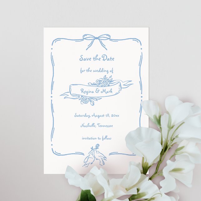 Fun Quirky Hand Drawn Doodle Wedding Save The Date (Creator Uploaded)