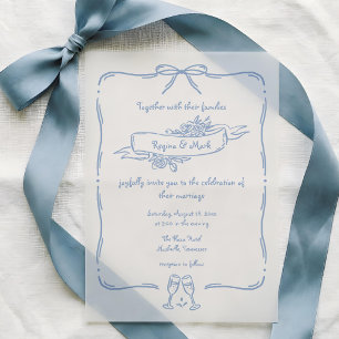 Fun Quirky Hand Drawn Doodle Wedding Vellum Invitations