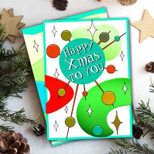 Fun Quirky Retro Christmas Mid Century Holiday Card