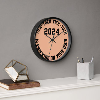 Fun Quote 2024 New Year's Eve Countdown Peach Fuzz Clock
