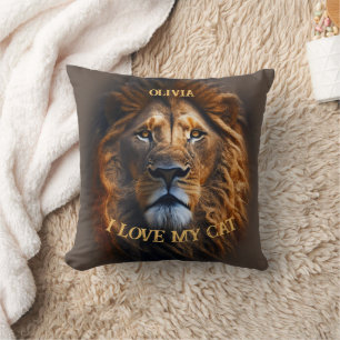 Fun Quote "I Love My Cat" Custom Name Throw Pillow