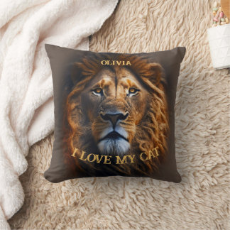 Fun Quote "I Love My Cat" Custom Name Throw Pillow
