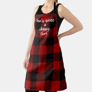 fun quote on buffalo plaid apron