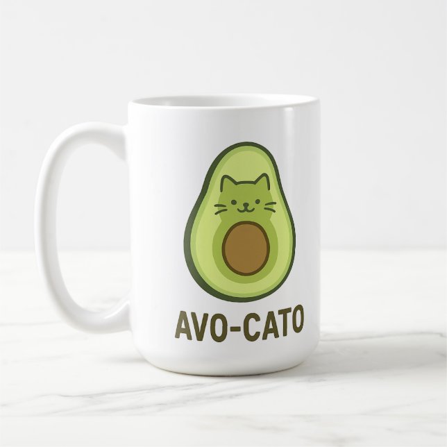 Fun Quote Saying Avo Cato Humour Cat Avocado  Coffee Mug (Left)