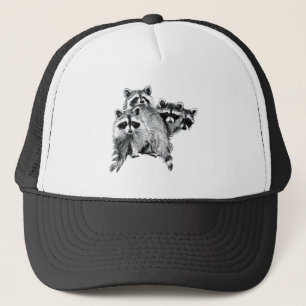 Fun Raccoon Friends Family Animal Watercolor Trucker Hat