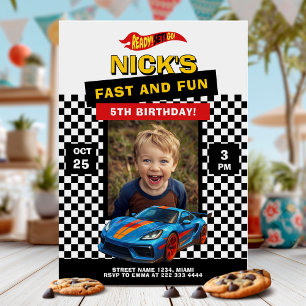 Fun Racing Car Birthday Party Invitation