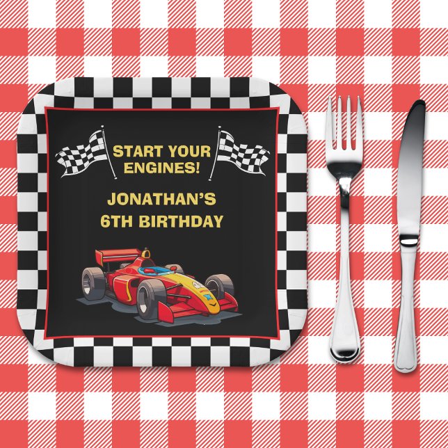 Fun Racing Driver Birthday Boy Paper Plate (Creator Uploaded)