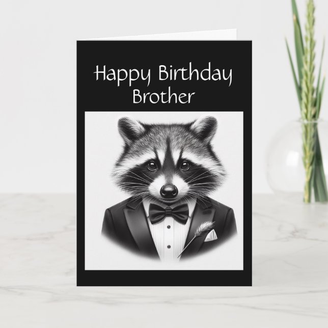 Fun Racoon Brother a True Gentleman Racoon  Card (Front)