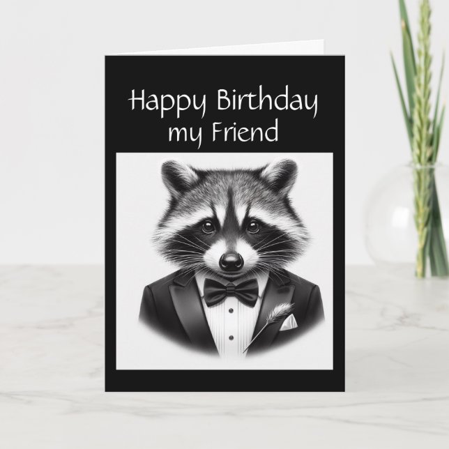 Fun Racoon Friend a True Gentleman Racoon  Card (Front)