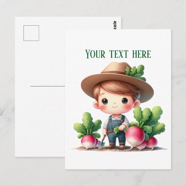 Fun Radishes farmer customisable  Postcard (Front/Back)