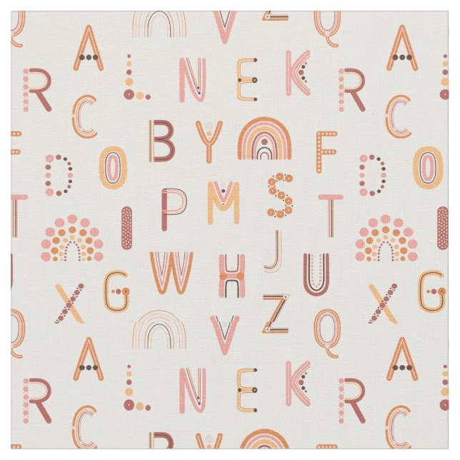 Fun Rainbow Alphabet Pattern Fabric (Close Up)
