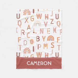 Fun Rainbow Alphabet Pattern Fleece Blanket