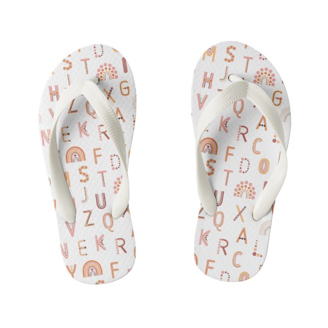Fun Rainbow Alphabet Pattern Kid's Thongs (Footbed)