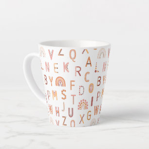 Fun Rainbow Alphabet Pattern Latte Mug