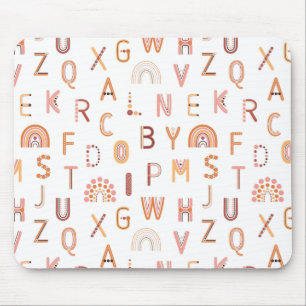Fun Rainbow Alphabet Pattern Mouse Pad
